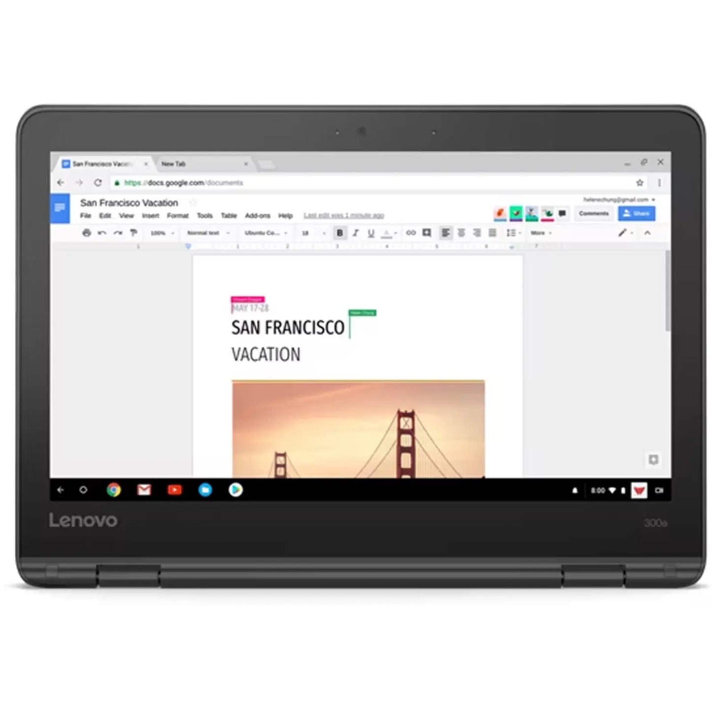 New Lenovo 300e Yoga Chromebook Gen 4 82W20003US 11.6" Touchscreen Convertible 2 in 1 Chromebook - HD - 1366 x 768 - Octa-core