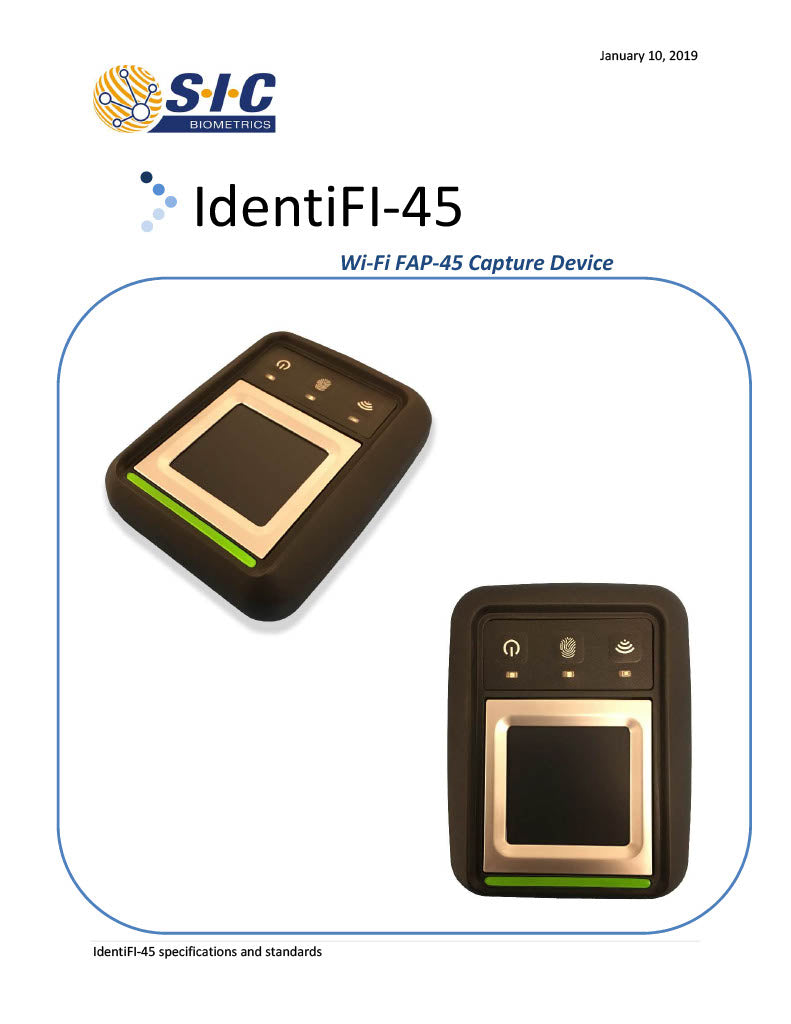 IDENTIFI-45 Mobile Live Fingerprint Scanner by SIC Biometrics - FBI FAP Certified Biometric Scanner